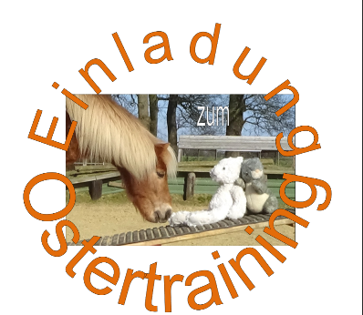 Pony Amadeus und zwei Plüschhasen auf einer Wippe